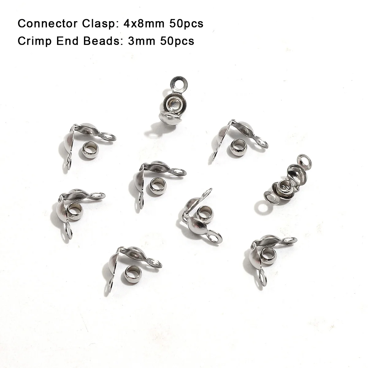100 stks/partij Rvs Vergulde Connector Sluiting Crimp End Kralen Voor Armband Ketting Kettingen DIY Sieraden Maken Levert