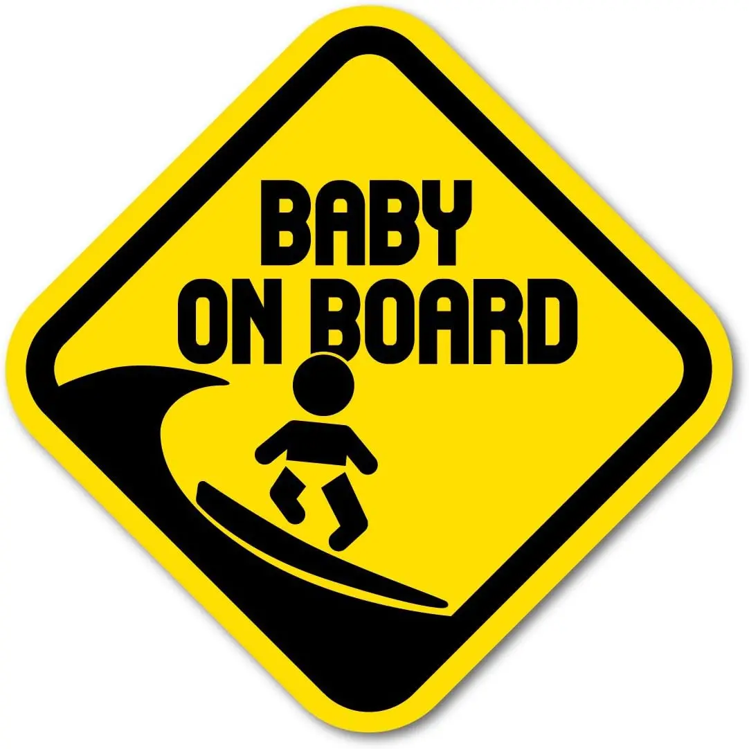 Surfing Baby On Board Waterproof Vinyl Warning Sticker Cute Decal For Car Window Bumper Vehicle Exterior Decor Accessories - view 2