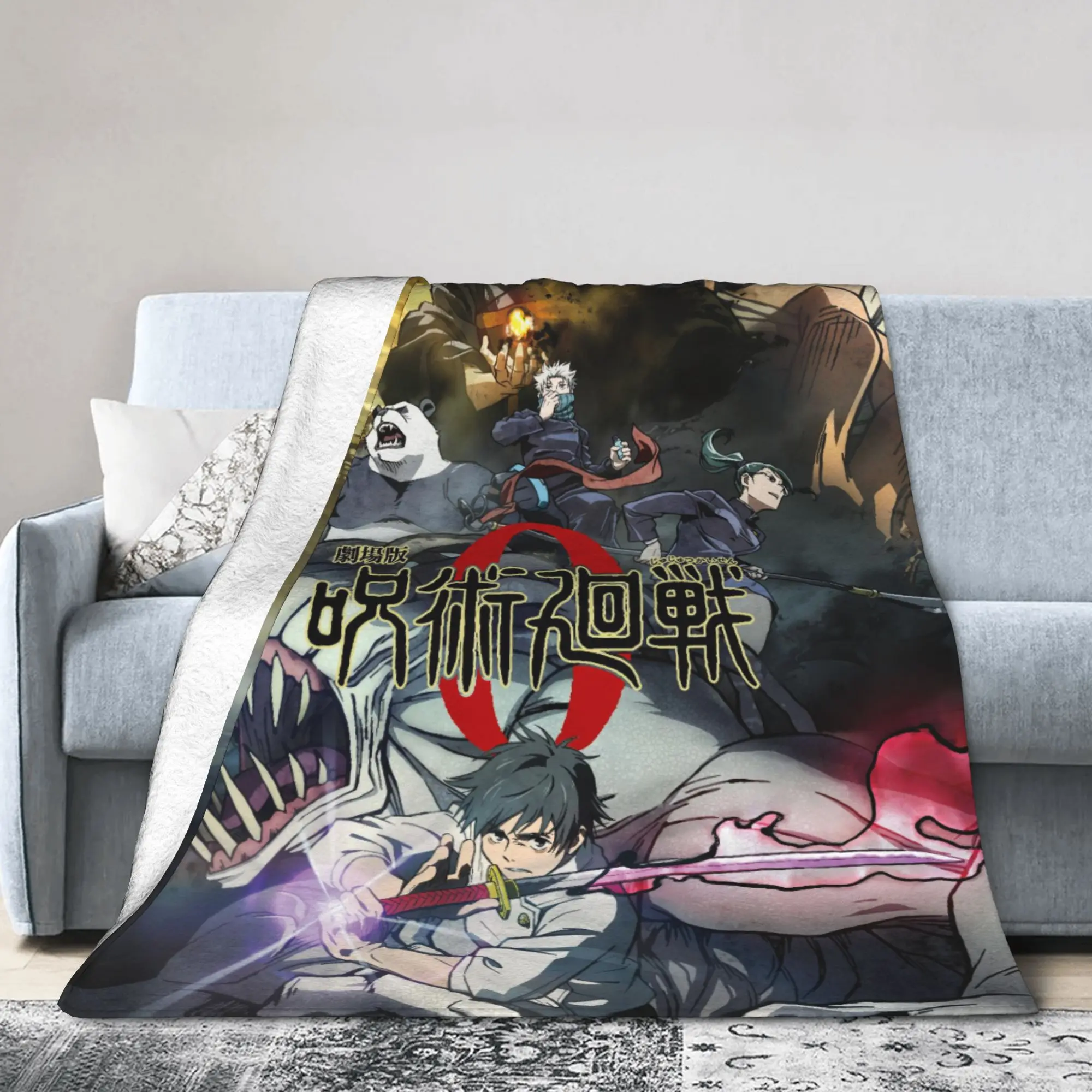 Jujutsu Kaisen Anime Blanket Fleece Decoration Multi-function Super Soft Throw Blankets for Bedding Travel Bedspreads