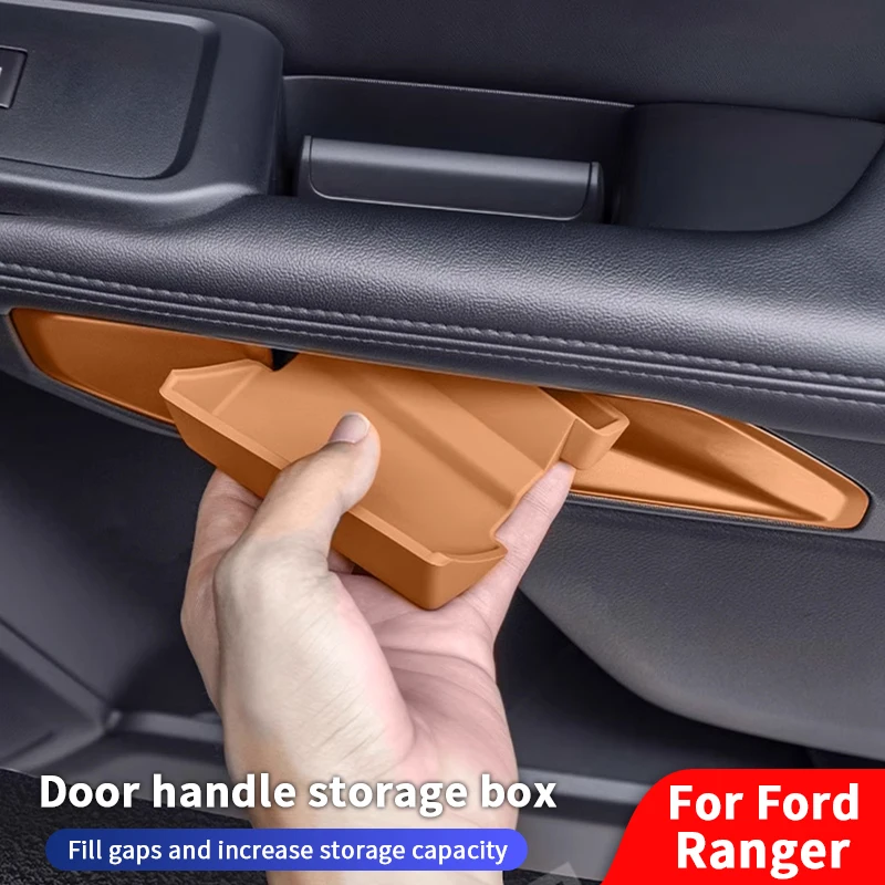 

QHCP Car Door Handle Storage Box Silicone Interior Door Handle Storage Tray Organizer Stowing Tidying Fits For Ford Ranger 23-24