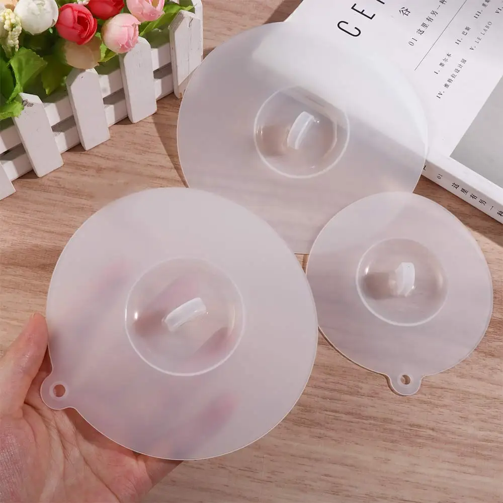 10.5cm - 18.5cm Universal Cup Lids Safe Food Grade Silicone Translucent White Cup Lid Cup Bowl Cover Heat-resistant Dust-proof