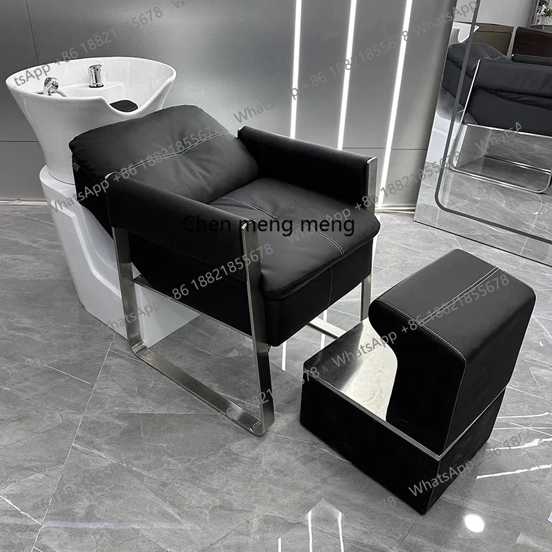 Hot sales Hairdresser shampoo bed, special fiberglass flushing bed for hairdresser, semi-reclining stainless steel bed for haird