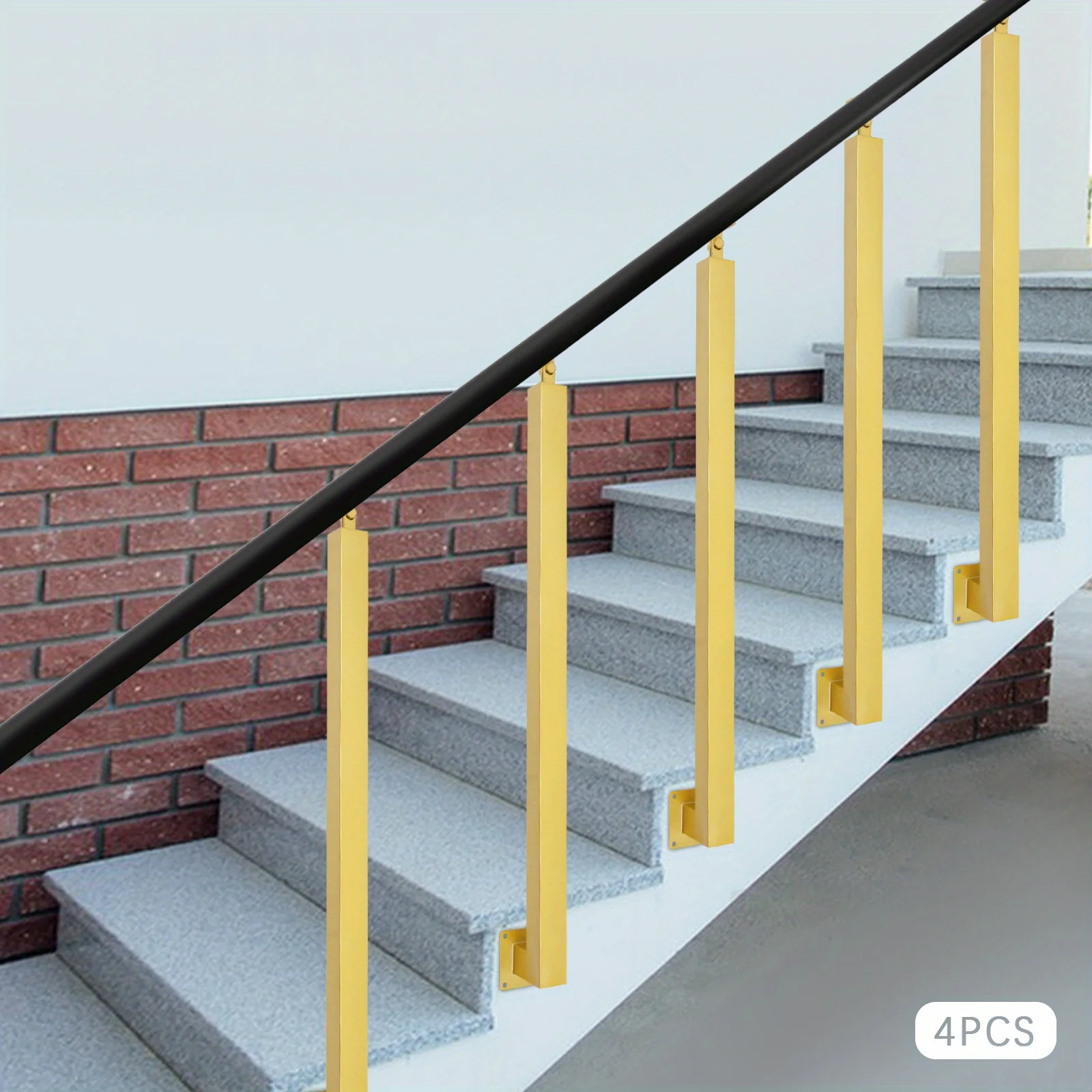 85cm階段手すり側面取り付け4個 - ゴールデンカラー、階段、ヴィラ、玄関、廊下に最適
