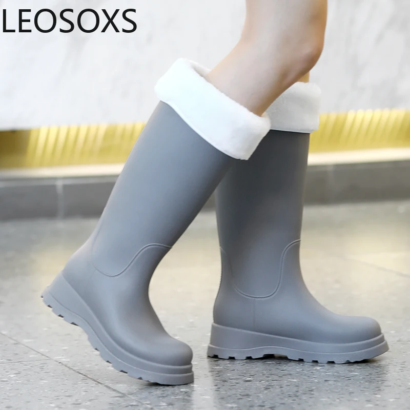 Rain Boot Woman Round Toe Low Tops Womans Kitchen Shoes Water Proof Velvet Thickening Wear-resistant Work Shoe Women Non-slip