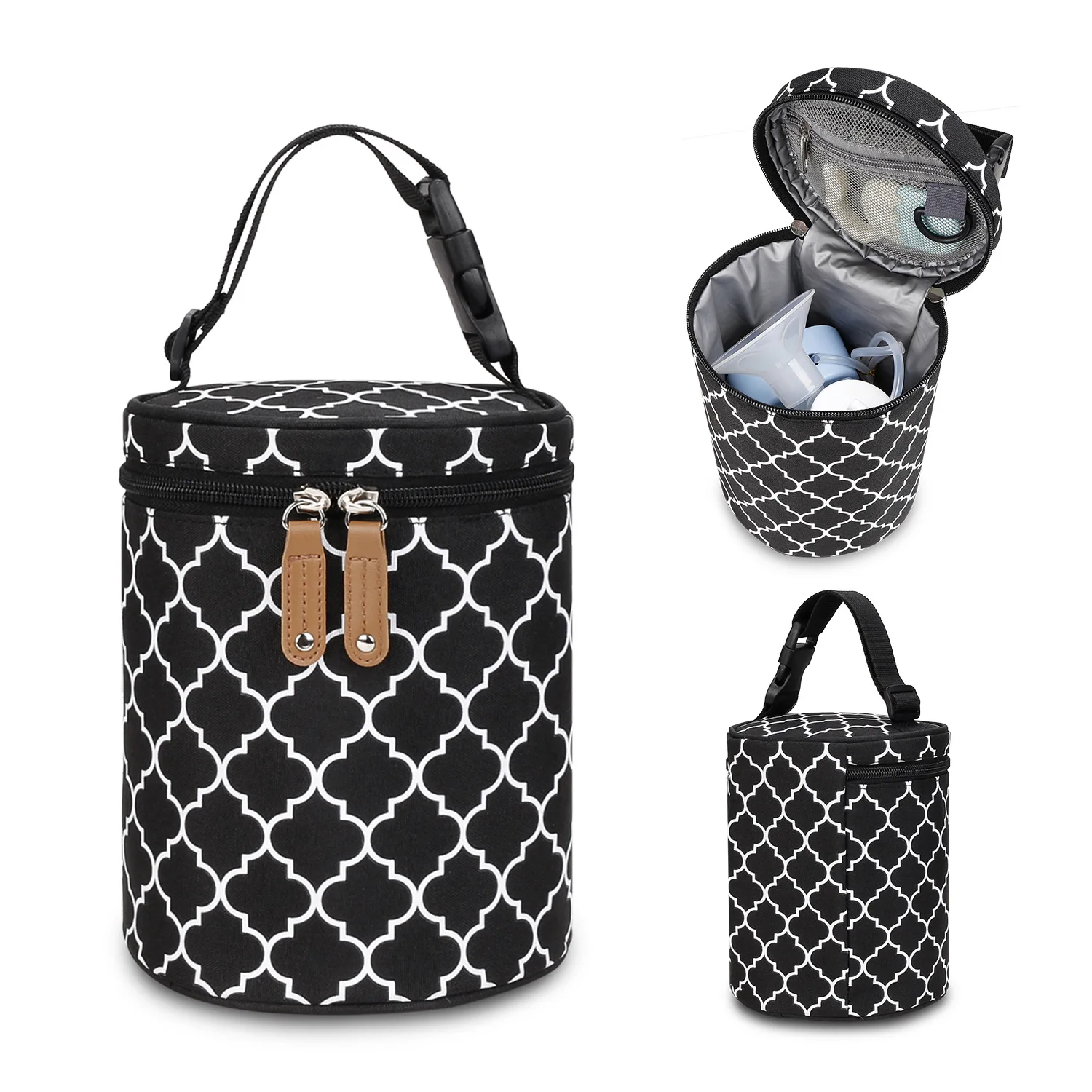 

Insulated Cylinder Bag - Thermal Bottle Holder & Breast Pump Organizer with Stroller Hook, Portable Baby Food Storage Pouch.