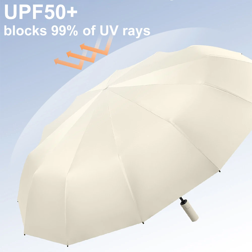 24 Bone Windproof anti-UV Fully Automatic Large Umbrella 3 Folding Ribs Double Umbrella Travel Rain Men Women Umbrellas UPF Gift