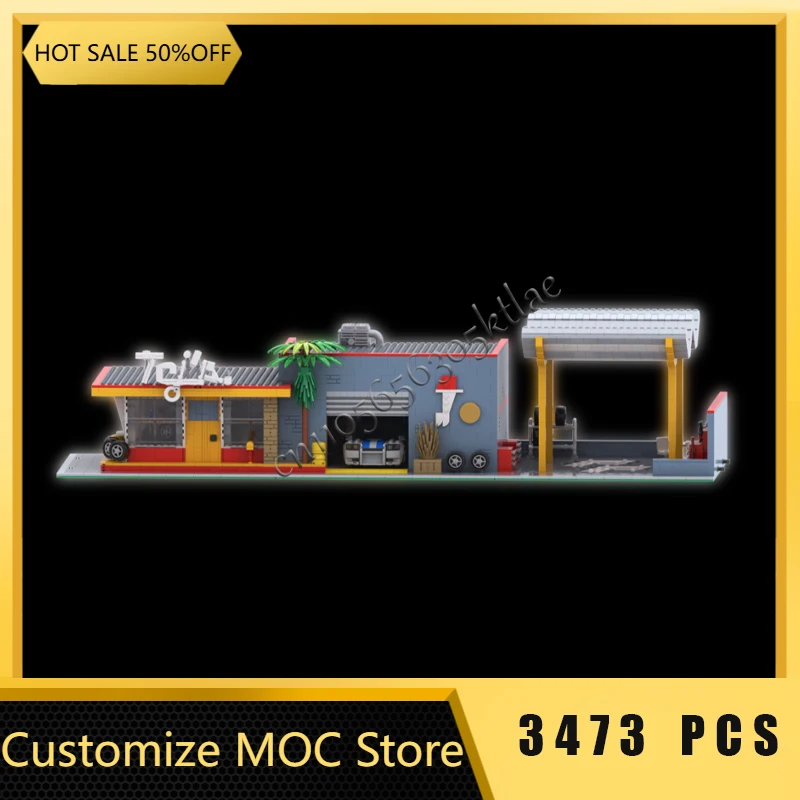 

3473 PCS MOC Famous Movie Street Scenes Building Tej's Garage Model DIY Customize Technology Creative Assembly Kids Toys Gifts