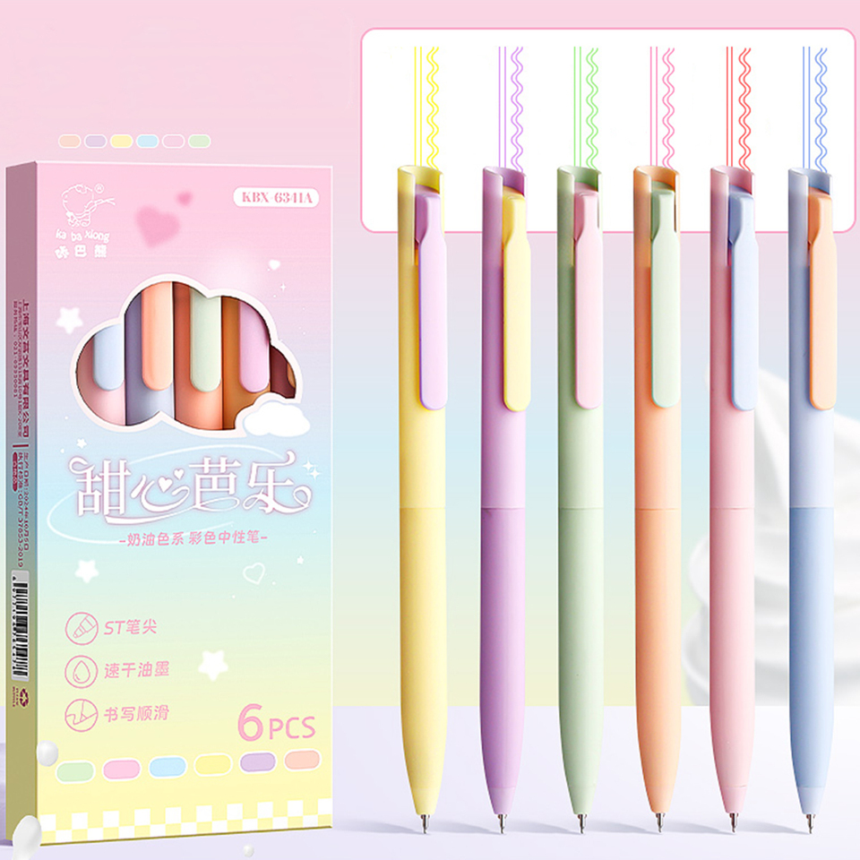  6Pcs Macaron Pastel Gel Pens, ST Tip Quick Dry Ink, for Journaling & School 