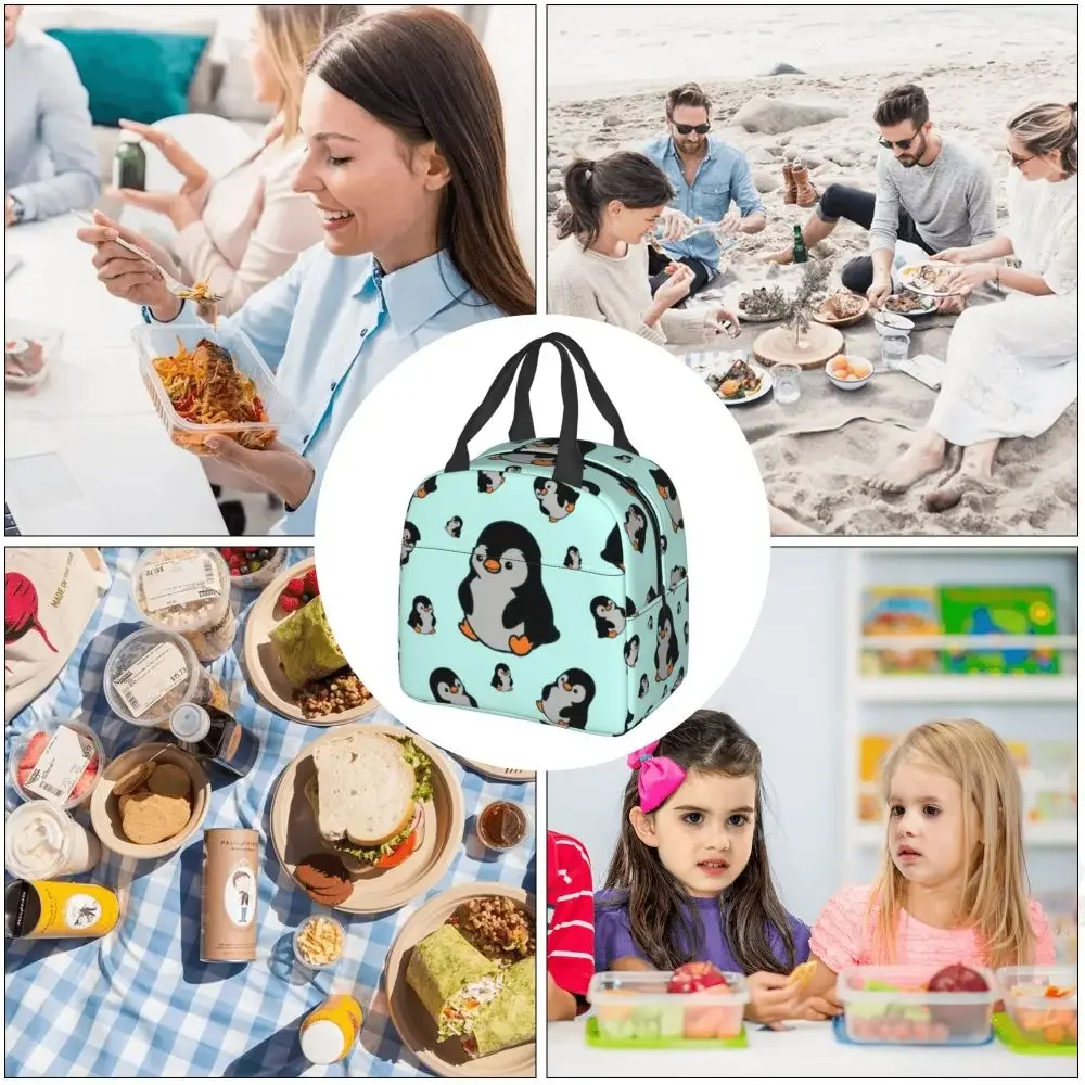 Fiambrera con aislamiento térmico para hombres y mujeres, Linda bolsa de almuerzo personalizada para pingüinos, cajas de almuerzo para adultos, Oficina