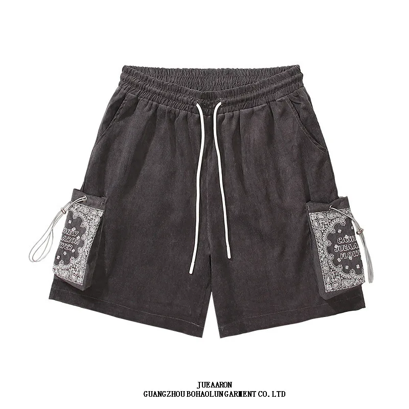 

Retro American Street Sle ort Pants ex Casual Hip Hop Sports Workwear Five-Point Pants Loose Fit All-Match Trendy Brand