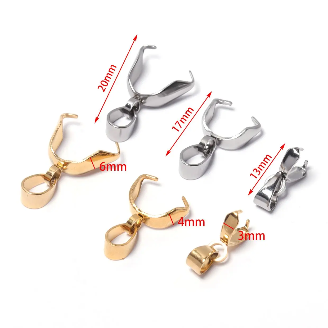 10pcs Stainless Steel Pendant Clasp Pinch Clip Bail Hook Connector Gold Color Silver Color Connecteur Make Necklace Bracelet DIY
