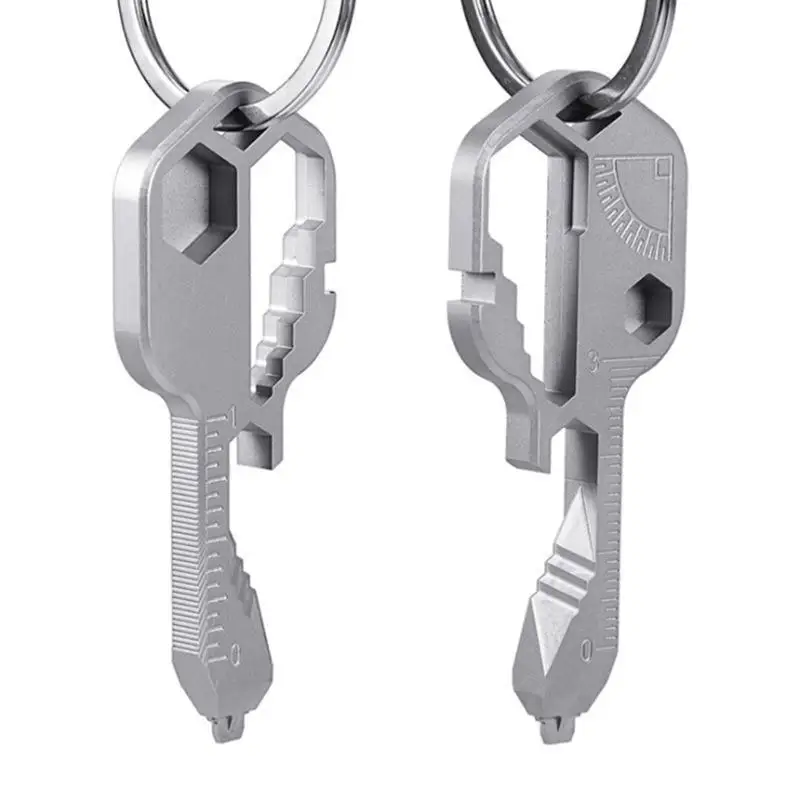 2Pcs Outdoor Portable Universal Key Chain 24-in-1 Combination Pendant Bottle Opener Key Chain Stainless Steel EDC Backpack Tools