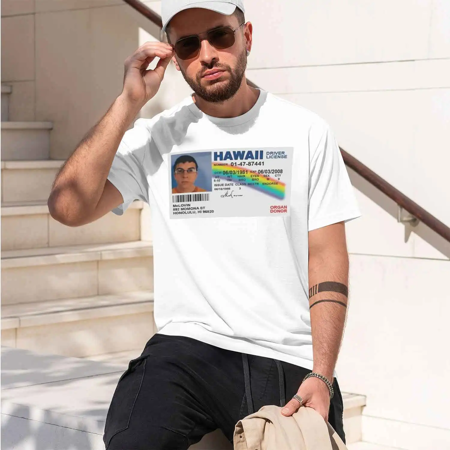 Homme T Shirt Summer Men's T-shirt Mclovin ID Card erbad Geek T-shirt Y2k men Women Clothing Vintage Aesthet Summer 2026 New Mod
