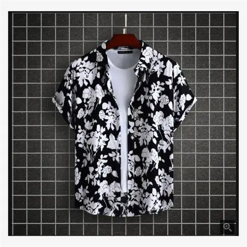 

Summer Men's Hawaiian irts ort Sve Printed Waist-Cinching Regular Thin Floral Patterned Casual irt for Men