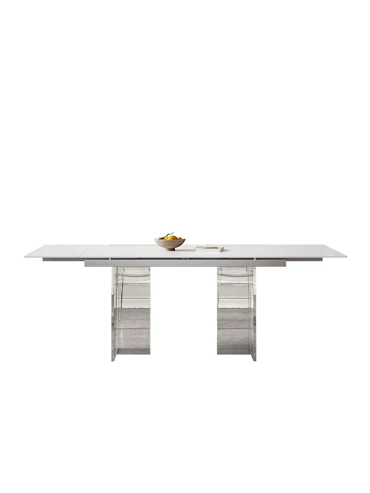 PQF Retractable Stone Plate Dining Table Suspension Dining Table Retractable Rectangular Induction Cooker Dining Table