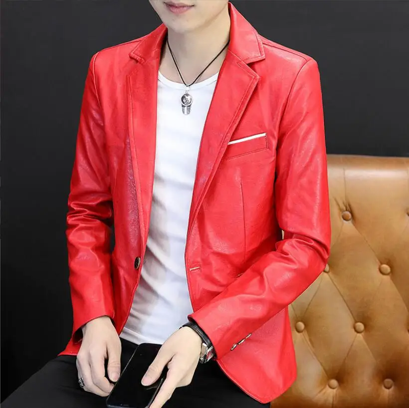 

2023 Brand clothing Fashion Men's High quality Casual leather jacket Male slim fit business leather Suit coats Man Blazers M-3XL