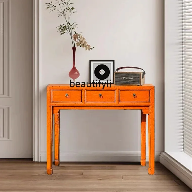 

Neoclassical retro old makeup table dresser integrated bedroom solid wood table new Chinese dresser small A15