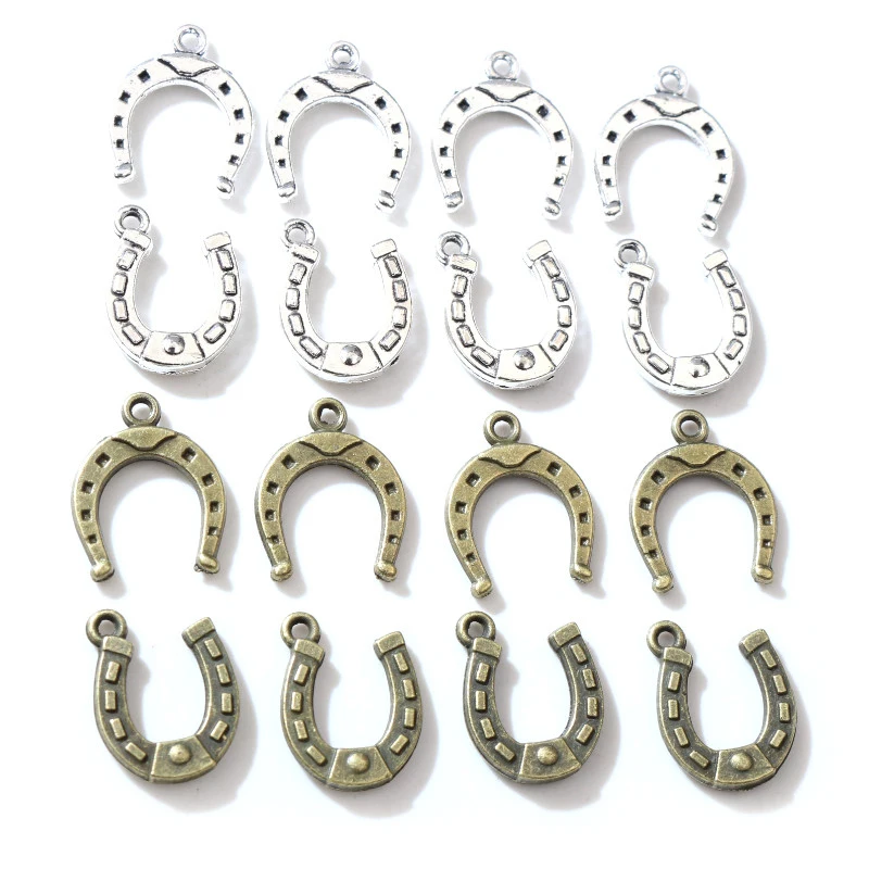 30pcs Charms Lucky Horseshoe Horse 16x13mm Antique Bronze Silver Color Plated Pendants Making DIY Handmade Tibetan Jewelry