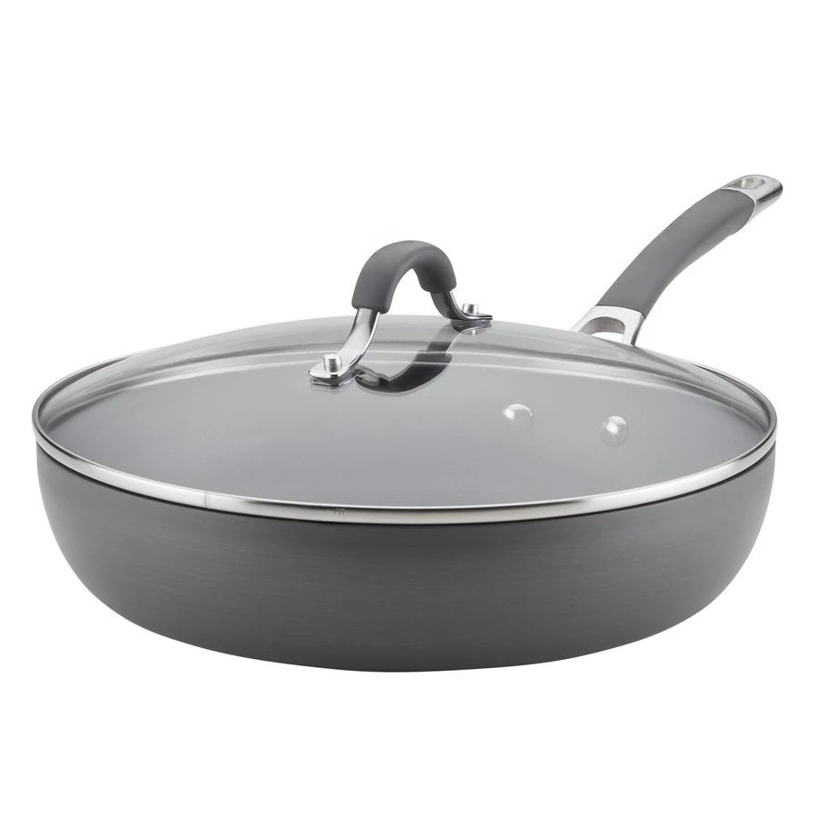 

Radiance Deep Hard Anodized Nonstick Frying Pan Skillet with Lid 12 Inch, Gray