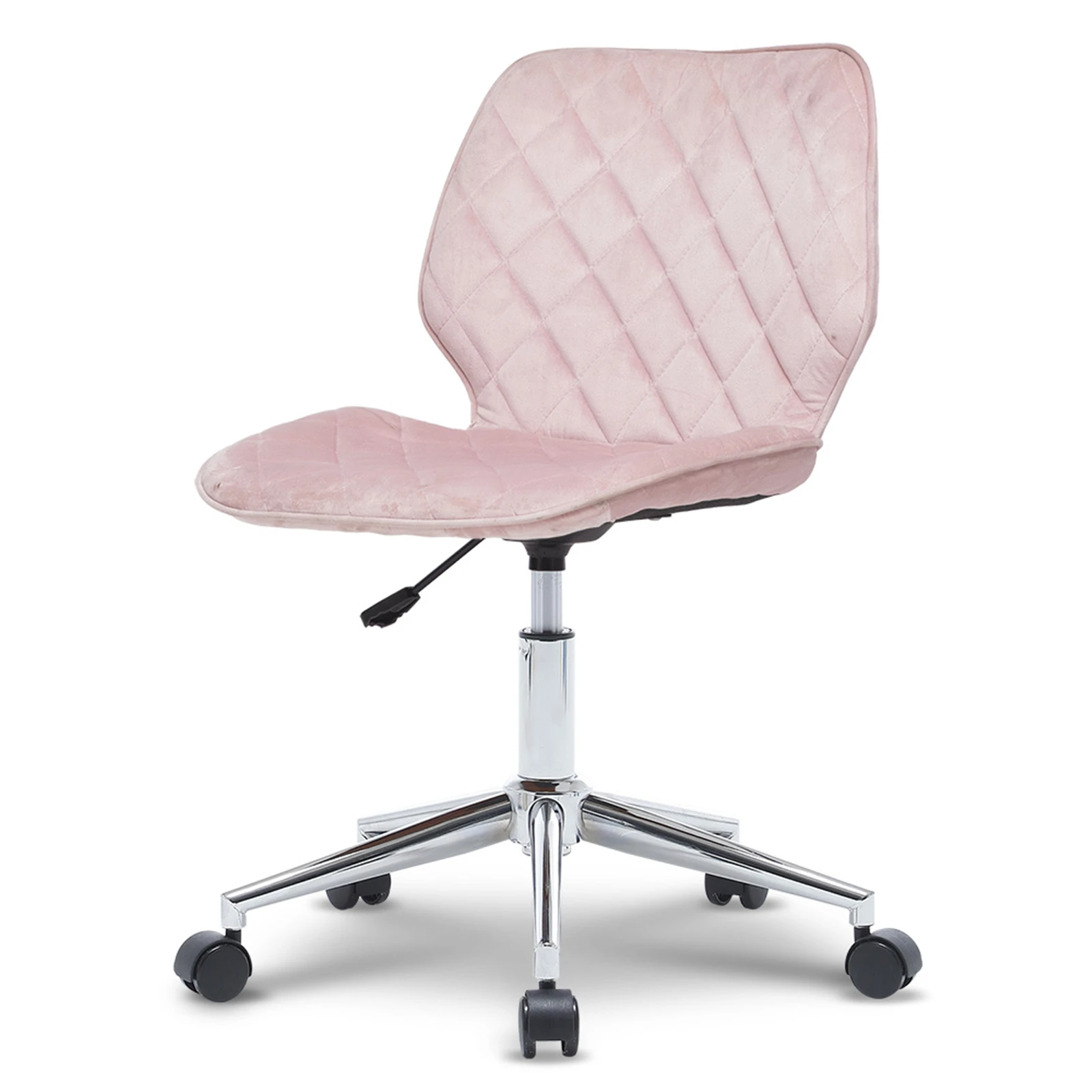 Cadeira de escritório Mid Back Modern Swivel Velvet Computer Desk Chair Com Pull Anel Retro e Moda Rosa [US-W]