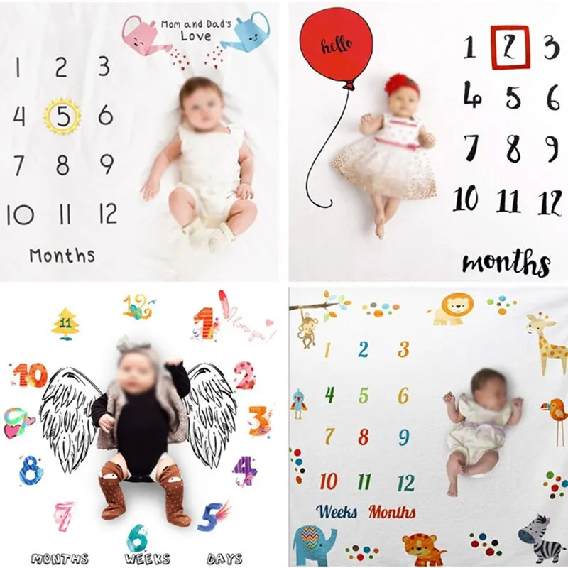 Baby Milestone Photo Props Background Blankets Newborn Photography Props Cloth Calendar Boy Girl Photo Accessories