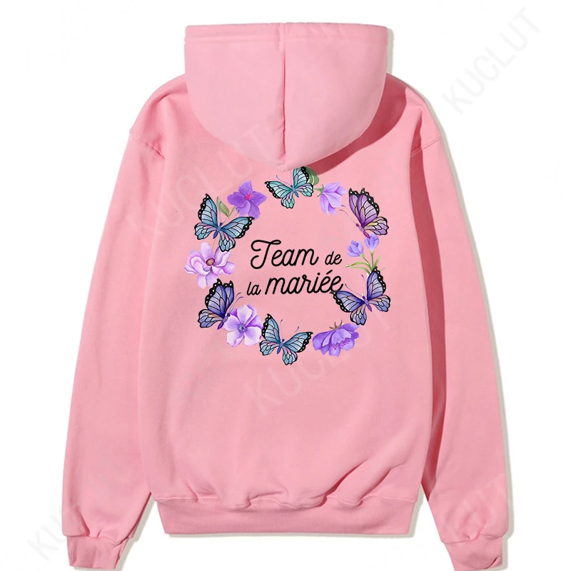 French Team Bride Women's Hooded Sweatshirts Bachelorette Wedding Party Evjf Girls Hoody Single Farewell Party Pullover Hoodies