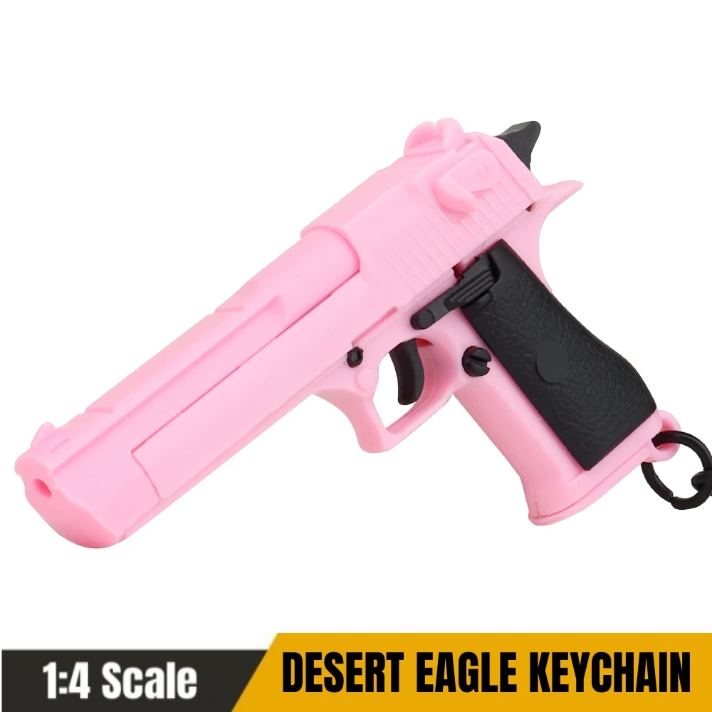 

Desert Eagle-Pink Mini Gun Keychain 1:4 Miniature Gun Shape Pistol Keyring Pendant Ornament Gift for Army Fan Model Collection