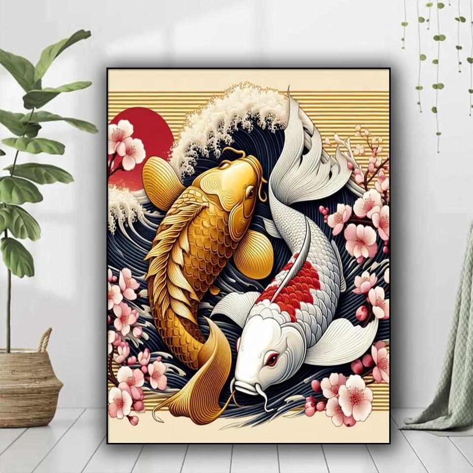 

Koi carp Diamond Painting New 2024 jewelry Cross Stitch DIY 5D Diamond Embroidery rhinestones of picture mosaic Home Decor Art