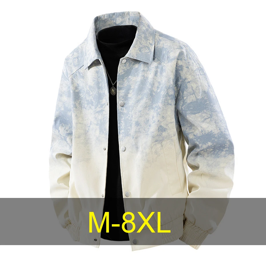 

Винтажная мужская куртка с принтом тай-дай 8XL, куртка на пуговицах больших размеров, мужское весенне-осеннее пальто, модная повседневная верхняя одежда на открытом воздухе