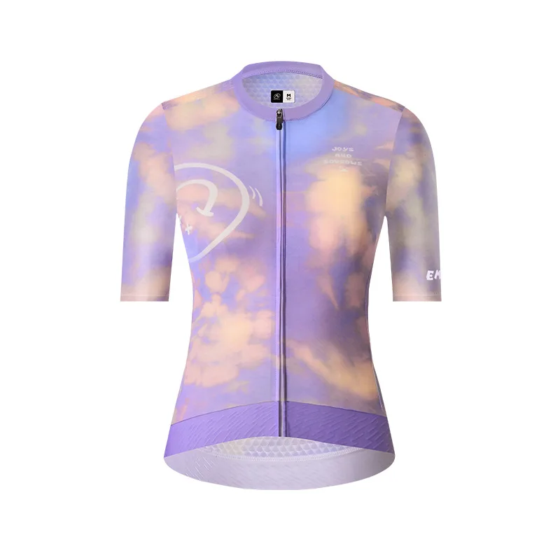 NUCKILY Damen-Radtrikot, Kurzarm, Schnelltrocknend, Atmungsaktiv, Sonnenschutz, Slim Fit, SBS Vollreißverschluss, Reflektierendes Rennradtrikot