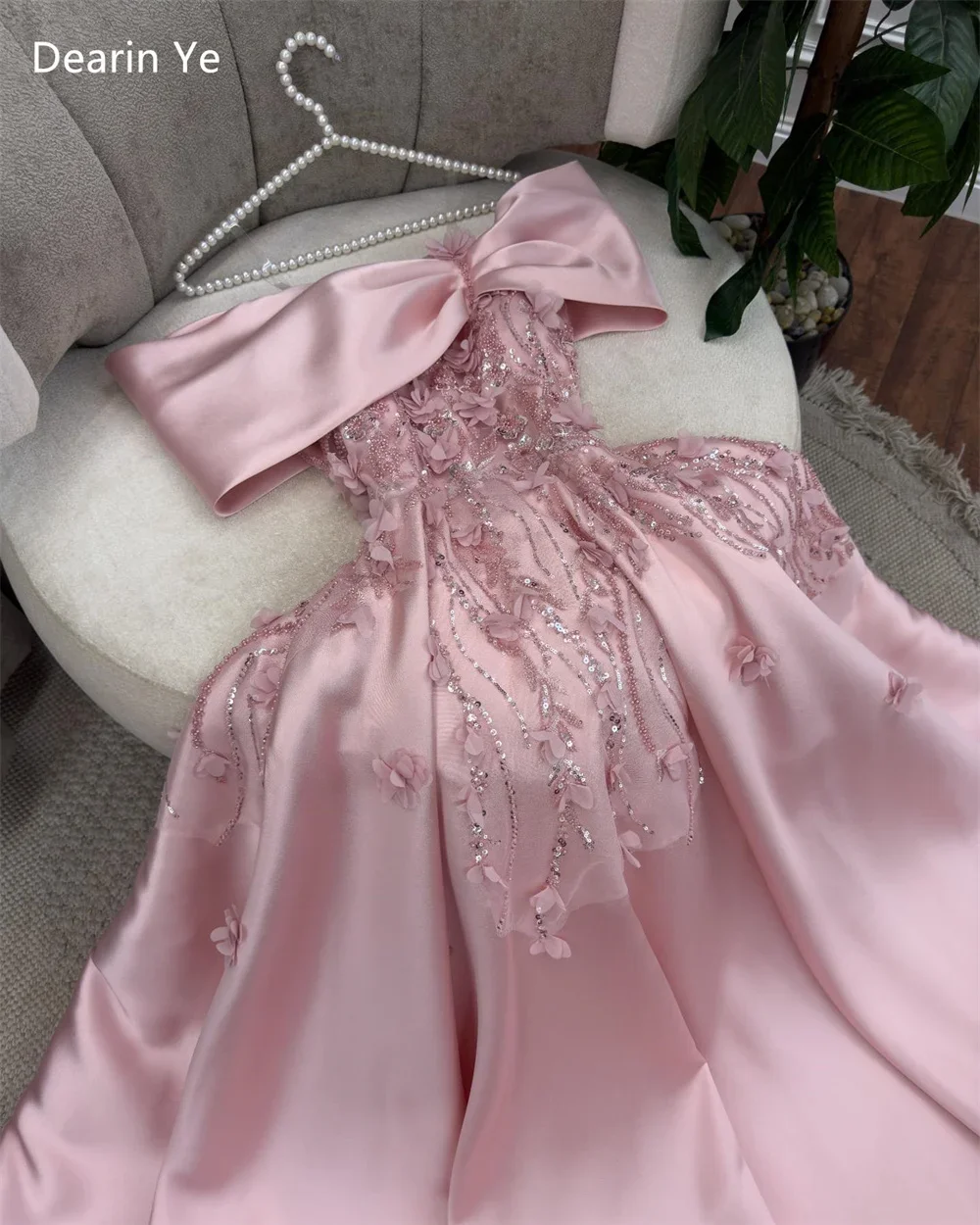 Vestido de fiesta personalizado, vestido Formal de noche Dearin sin tirantes, corte en A, faldas hasta el suelo, vestidos drapeados a medida para