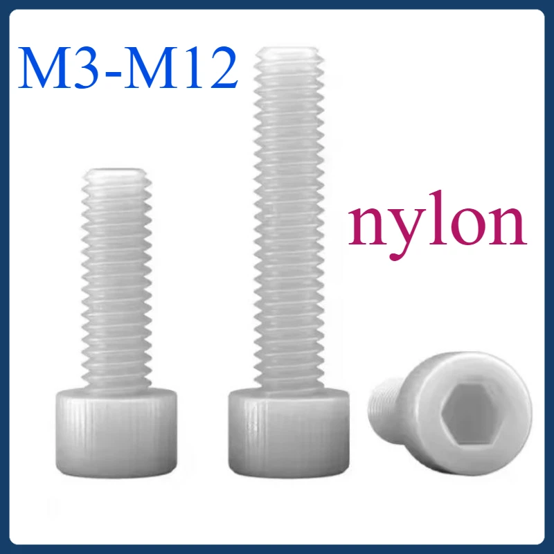 

M3 M4 M5 M6 M8 M10 M12 Plastic Hexagon Socket Cup Head Bolt Nylon Hexagon Rod Cover Screw 200~5pc
