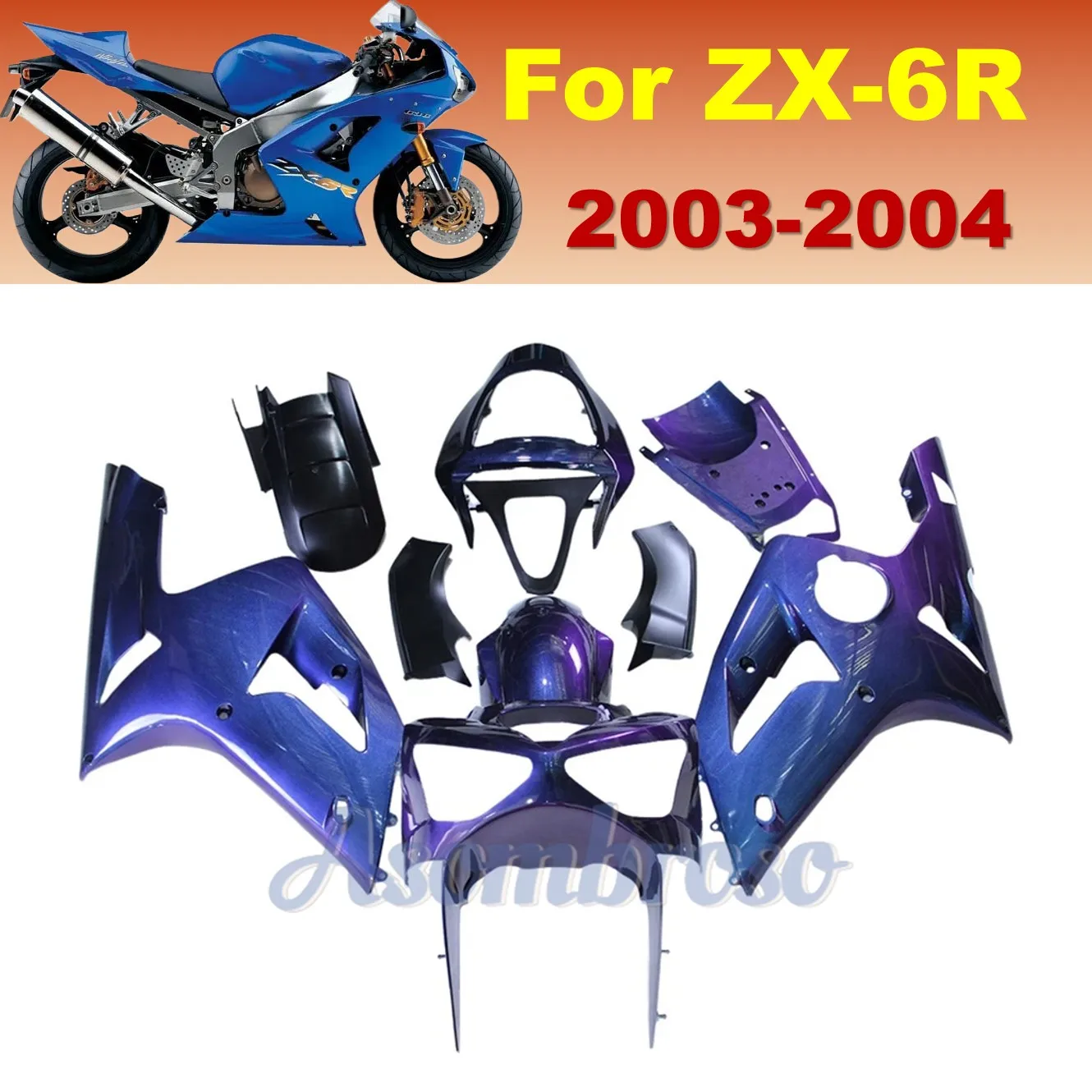 Chameleon Purple Blue Bodykit For Ninja 636 ZX6R ZX-6R 2003 2004 Motorcycle ABS Fairings ZX 6R 03-04