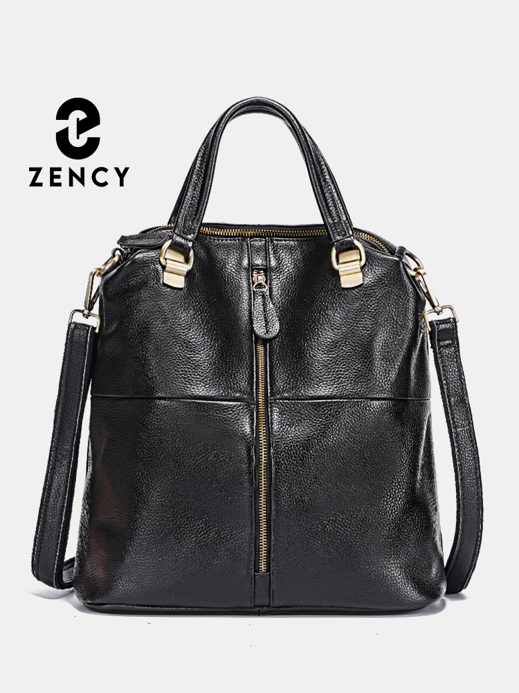 Zency Women's Genuine Leather Travel Backpacks Anti-Theft Designer Satchel Shoulder Bag 3 in 1 Cowhide Leather Bags