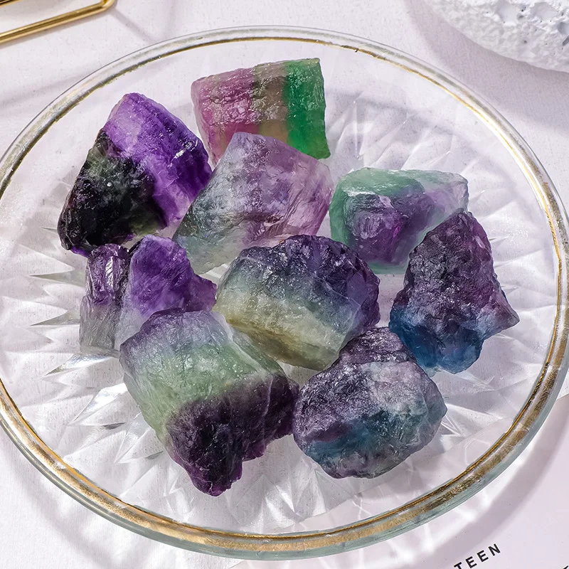 100g Natural Colored Fluorite Rough Stone. Donghai Crystal Blue-purple Raw Stone Scented Stone. Loose Diffuser Stones. Fish Tank
