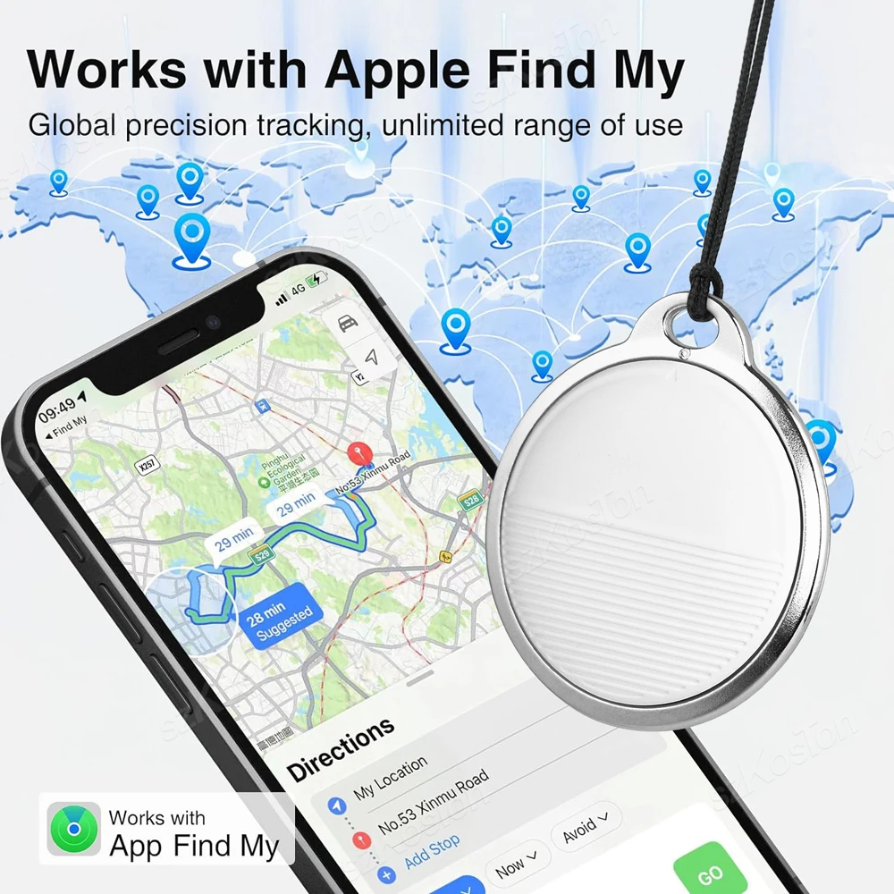 Localizador de chave inteligente, dispositivo de rastreamento gps com bobina de mola, bluetooth, etiqueta anti-perda, lembrete de alarme, funciona com apple encontrar meu