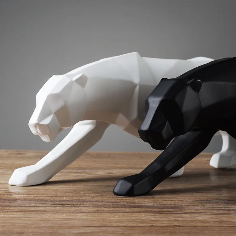 Black Panther Statue Modern Abstrac Animal Figurine Desktop Office Resin Leopard Sculpture Crafts Decoration Gift Home Decor