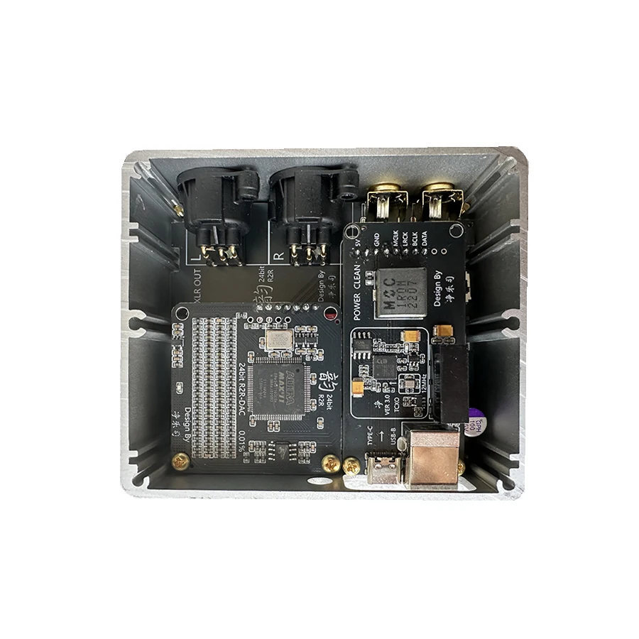 R2R Decoder XLR RCA/3.5LO/4.4LO Output Supports Coaxial /Bluetooth USB Input PCM 24bit Drive-free 12V