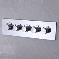 Wall Mounted 2 Inlet 4 Outlet Water Thermostat Shower Faucet Bathroom  All Brass 4 Functions Thermostat Control Shower Valve