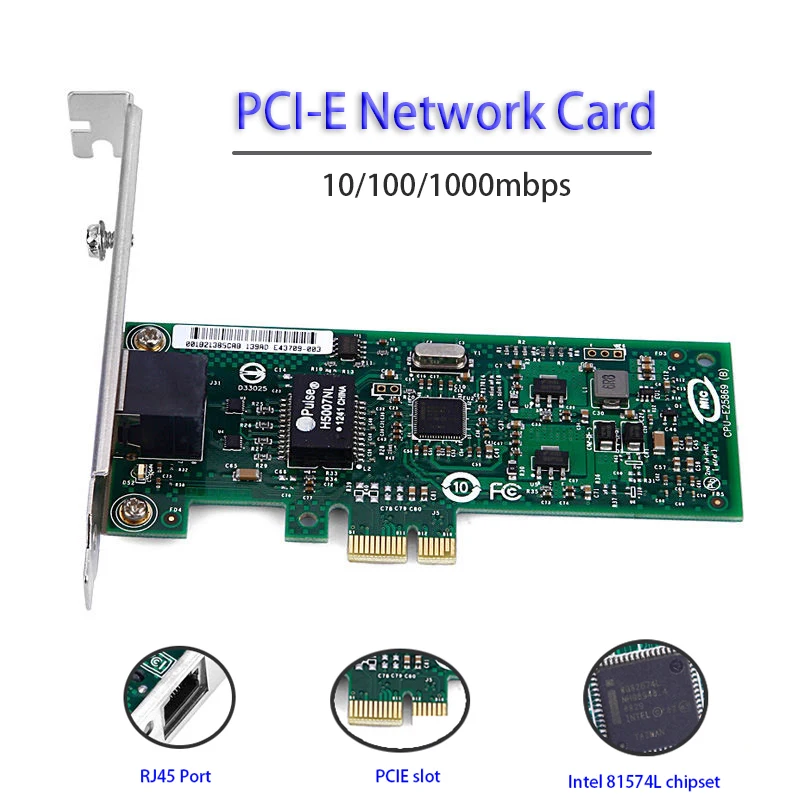 RJ-45 Adaptor LAN PCIE Ke Permainan Ethernet Gigabit PCI-E Kartu Jaringan PCI Express Aksesori Komputer Intel 81574L Tanpa Disk untuk PC