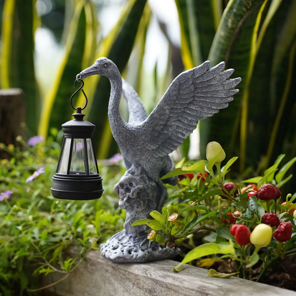 Lampes solaires d'extérieur en résine, ornements d'animaux, grues, aigrettes, petits ornements, lumières de paysage de jardin, cours HP