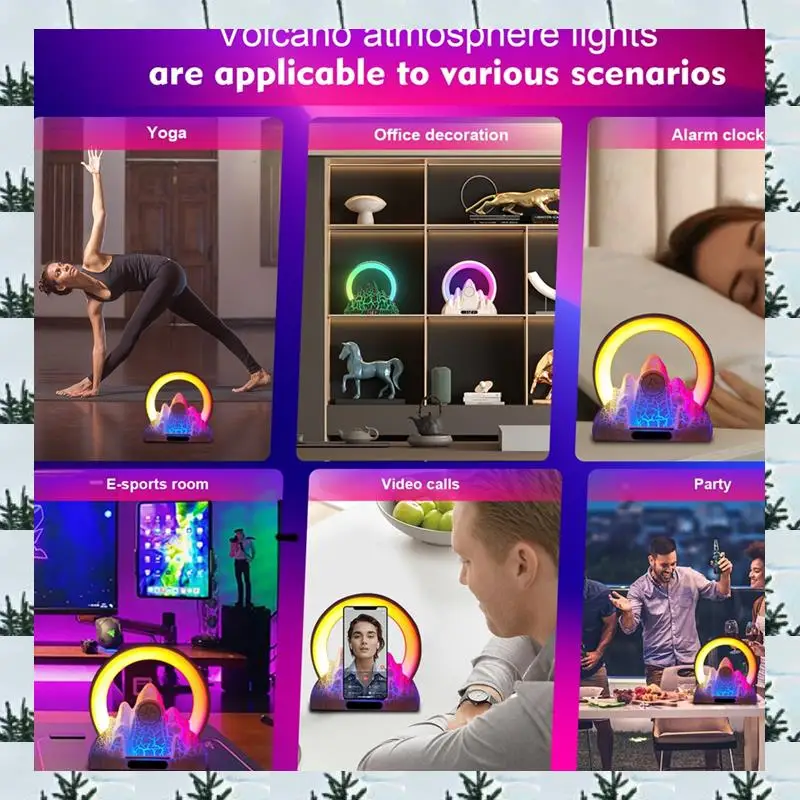 

Настольная лампа ABLG, светодиодная окружающая лампа с восходом солнца и встроенным динамиком BT, будильником, функцией беспроводной зарядки, поддержка приложения Tuya A Dur