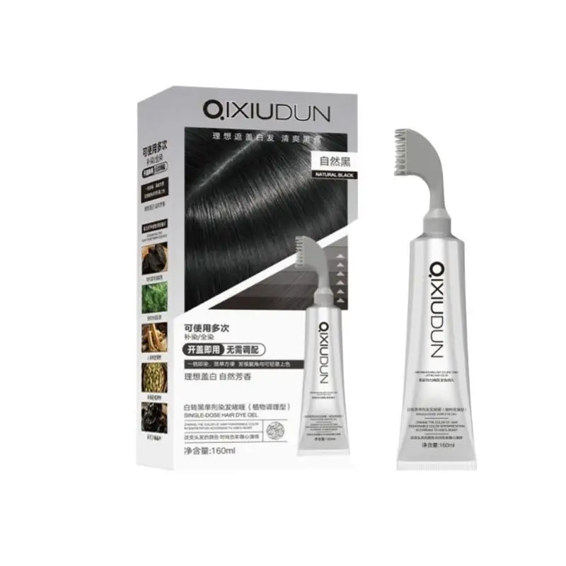 Hair Dye Cream with Comb Long Lasting Gray Hair Coverage Plant Derived Ingredient Natural Mild Extract for At Home Hair Color