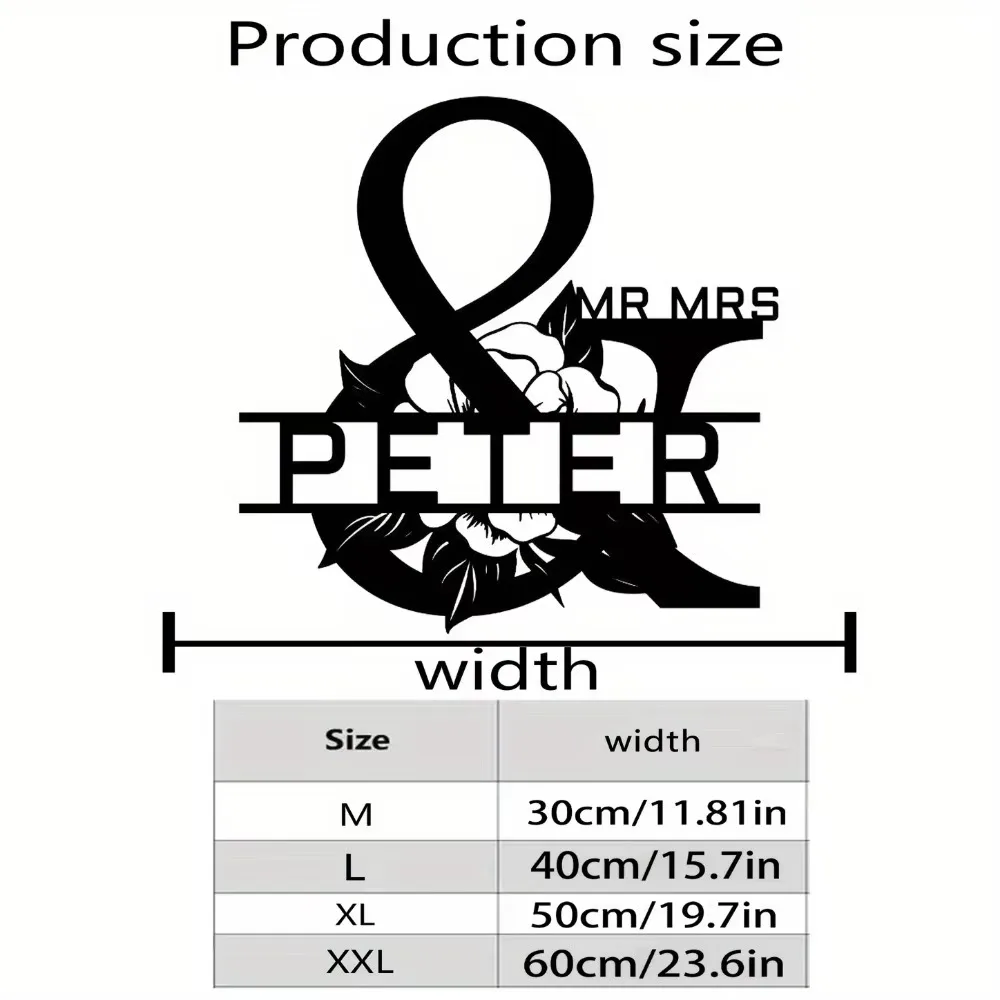 Stylish Personalizable Metal Floral Sign. Elegant Wall - Hung Art for Party Doors, Multifunctional for Valentine's & Decor.