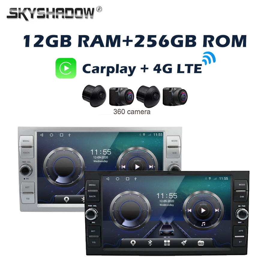 

360 12G+256G 8" Carplay Auto Android 14.0 IPS Car DVD Player GPS WIFI Bluetooth Radio for Ford Fusion C-MAX S Focus Mondeo Kuga