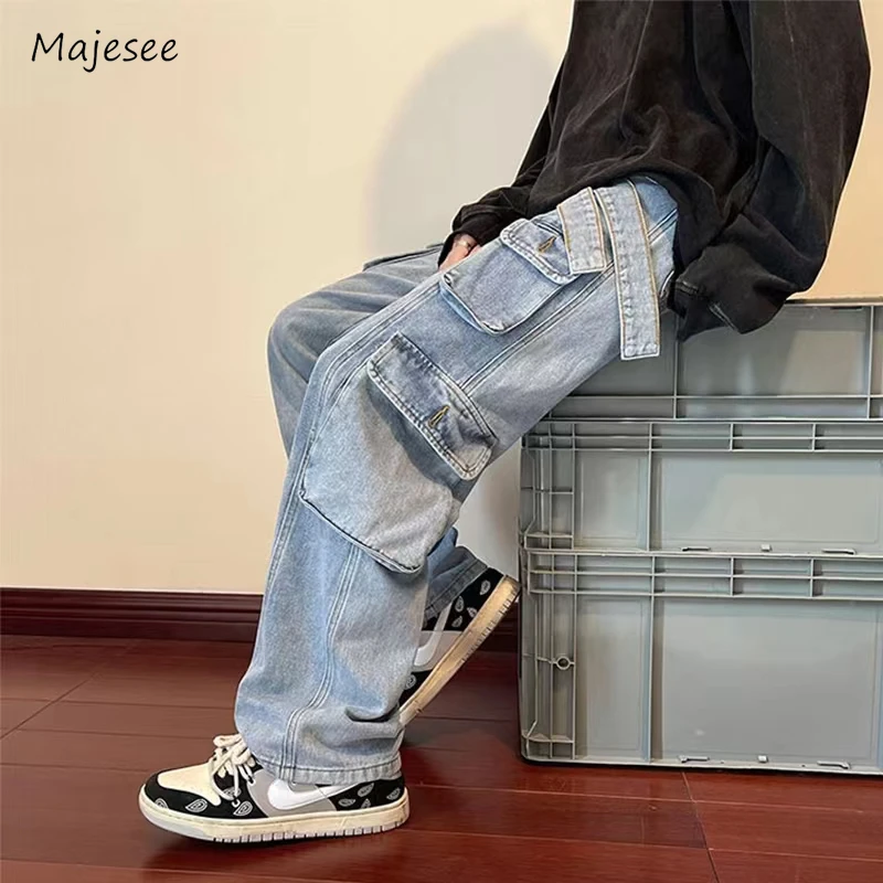 

Jeans Style Korean All-match Multi Pockets Anti-wrinkle Denim Trousers Fashion Popular Handsome Autumn College Streetwear