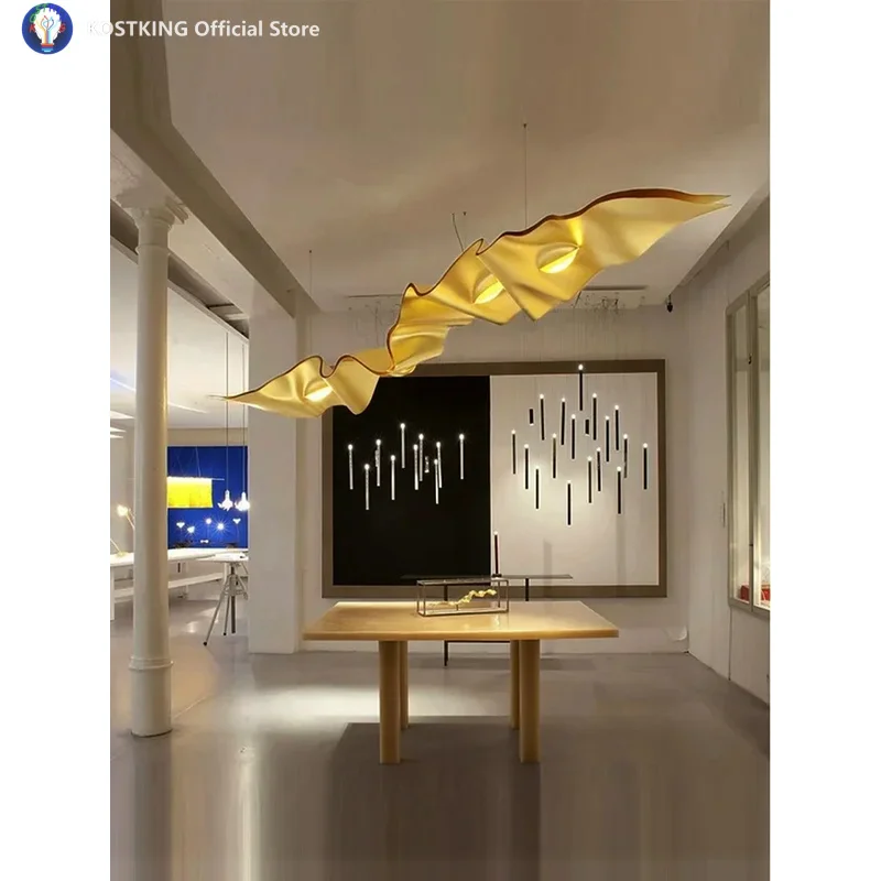 

Post-modern Futuristic Metal Style All Aluminum Handmade Golden Angel Eyes Chandeliers Elegant LED Dimmable Lamps For Villa