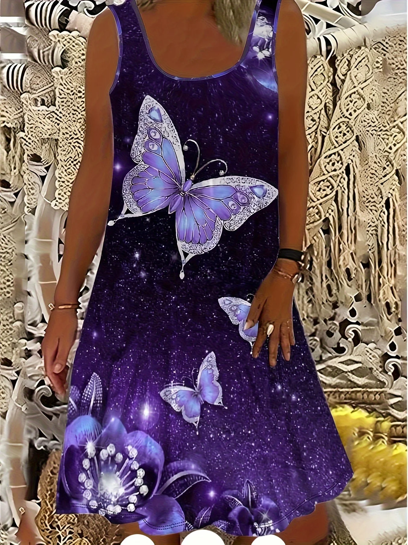 Sukienka na lato 2025, codzienna, z nadrukiem 3D motyla, bez rękawów, w stylu Y2k, odzież damska, ubrania dla dziewczyn.