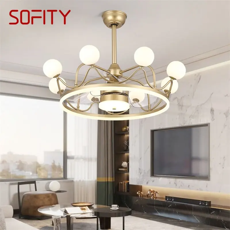 

SOFITY Ceiling Lamps With Fan Gold With Remote Control 220V 110V LED Fixtures For Rooms Living Room Bedroom Restaurant