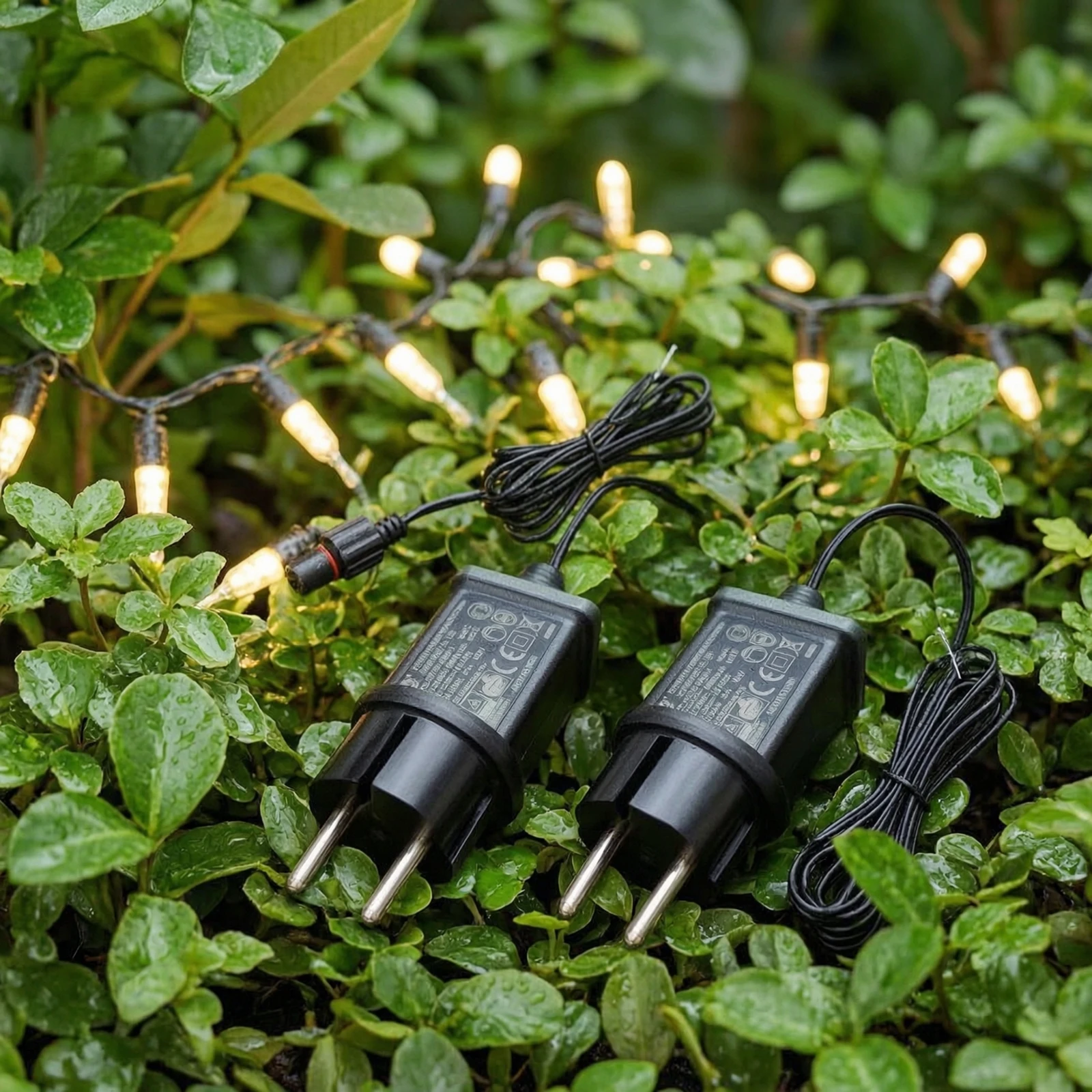 2 Pieces Power Adapter with Extension Cable 12V LED Power Adapter LED Transformer Low Voltage Compact for Holiday Displays